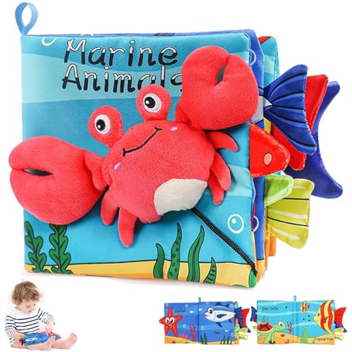 GoodTool Soft Baby Cloth Books - High Contrast Black White & Color Sensory Toys for 0-18 Months 3D Crinkle Touch & Feel Activity Book for Infant Tummy Time Perfect