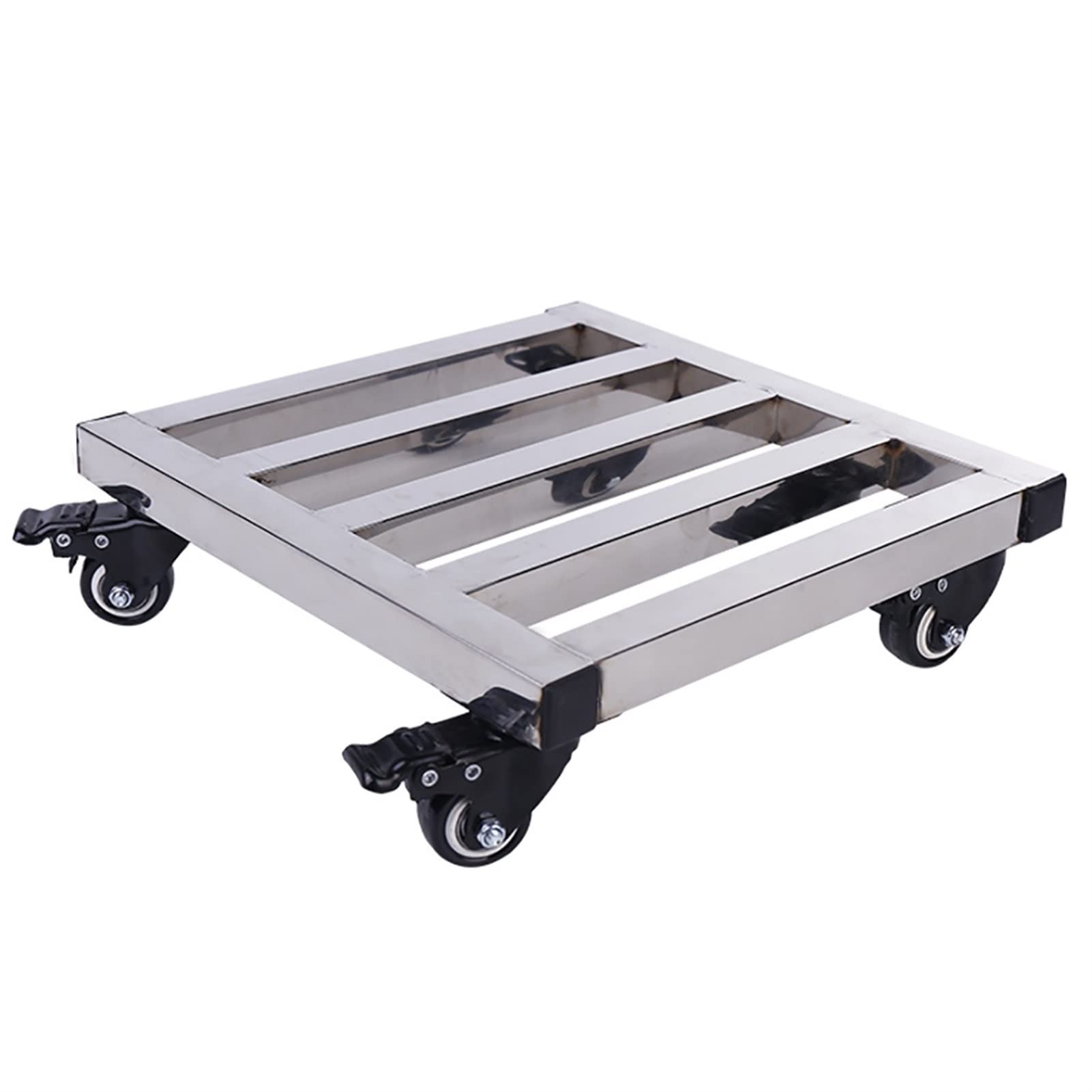 HPTHLY Square Metal Plant Pot Trolley Large Plant Pot Mover Dolly Garden Flower Pot Stand On Wheels,Heavy Duty Iron Plant Caddy With 360° Lockable Caster Wheels,Movable Plant Dolly (Silver 45Cm)