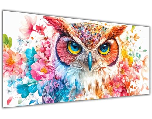 Pintar por Numeros Adultos Vistoso Pintar con Numeros Adultos Búho DIY Cuadros para Paint by Numbers Kit Lienzos Pigmento Acrílico Pinceles Decoración Hogar Regalo de Pared 30x60 cm Sin Marco-KL927