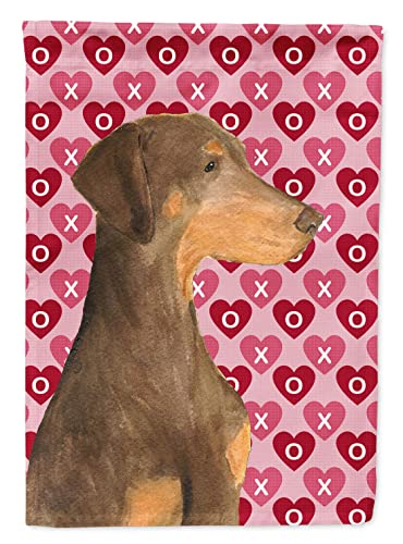 Drapeau Doberman de maison grand format toile décorative extérieure Saint-Valentin