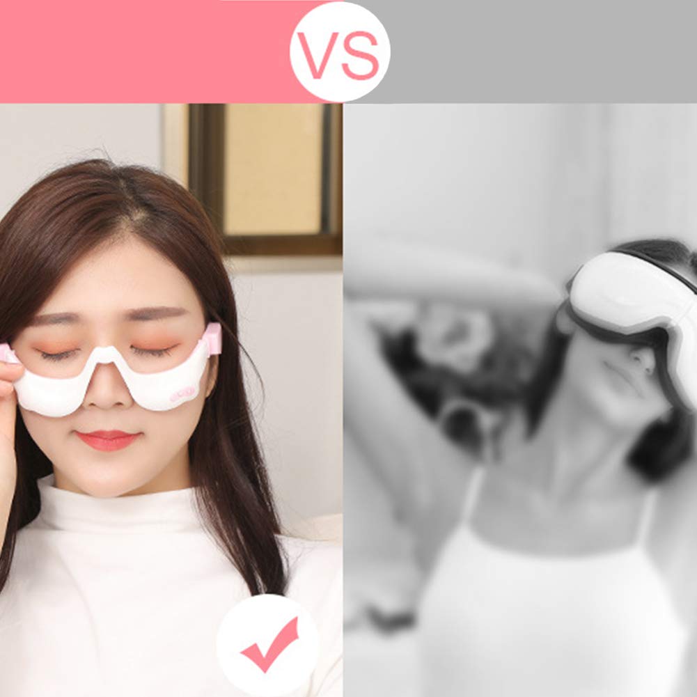 Masajeador de Ojos con Calor y Choque Masaje de Ojos Recargable para Dolor de Cabeza Alivio del Estrés Ojo Relajarse Viajes Oficina Hogar Coche (white)