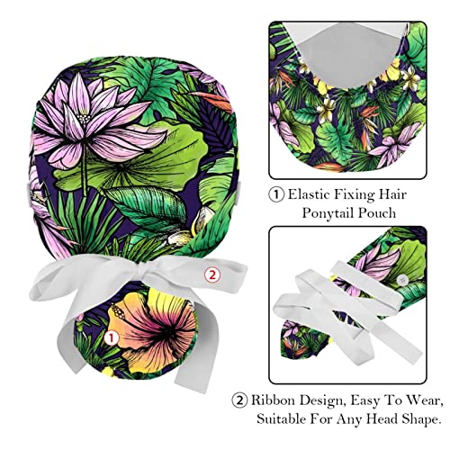 Chapeaux bouffants 2PCS avec bande absorbante et imprimé fleurs