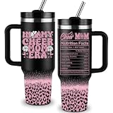 Culaiwan Cheer Mom Gifts for Women Mom Nutrition Facts Insulated Tumbler 40oz with Handle Lid and Straw, Mother's Day, Birthday, Christmas Gift for Mother from Son Daughter