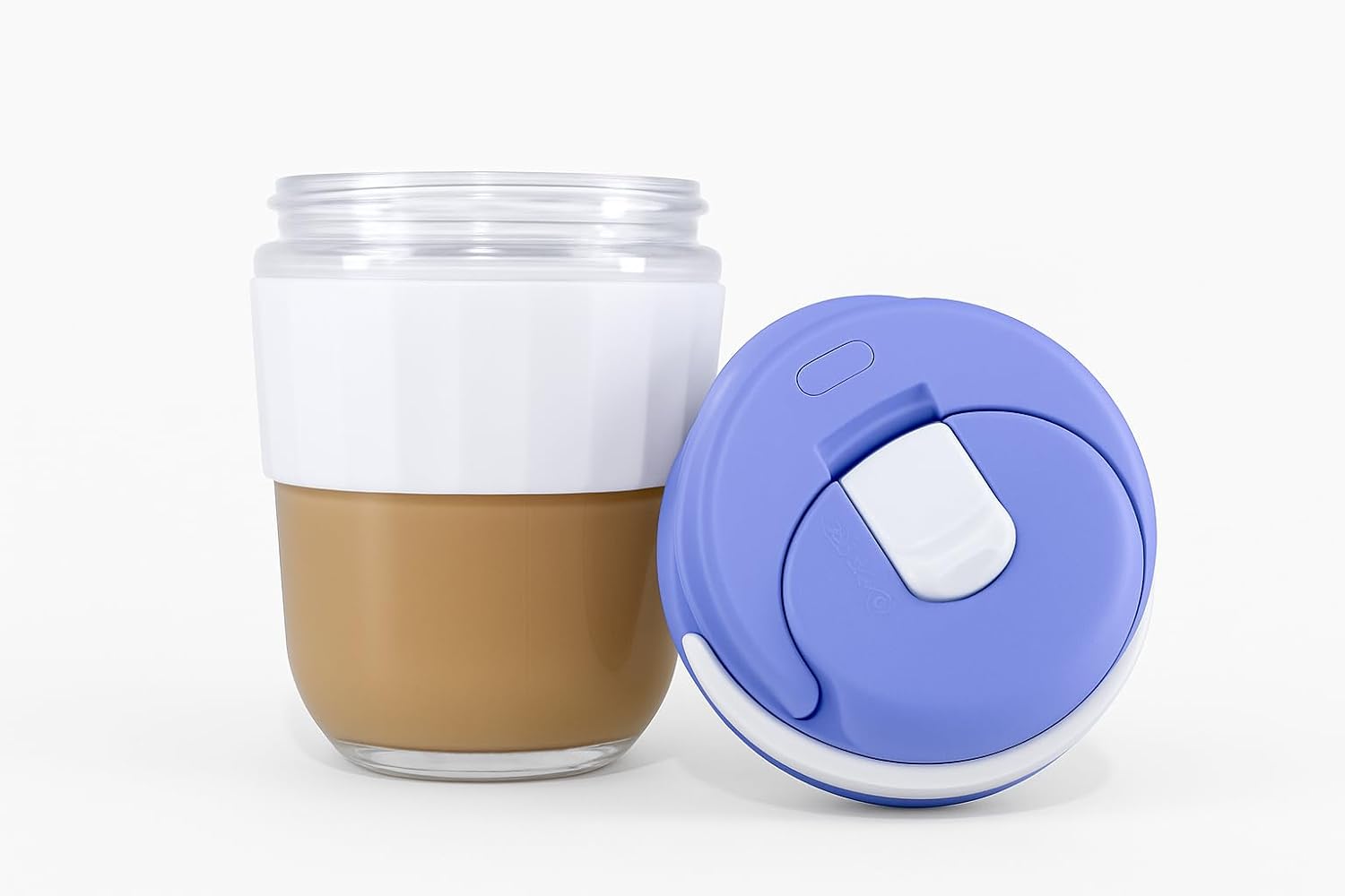 METROWAVE Borosilicate Coffee Mug with Lid, Handle, Silicon Grip, Spill Proof Lock | Premium Glass Sipper for Travel, Offi...