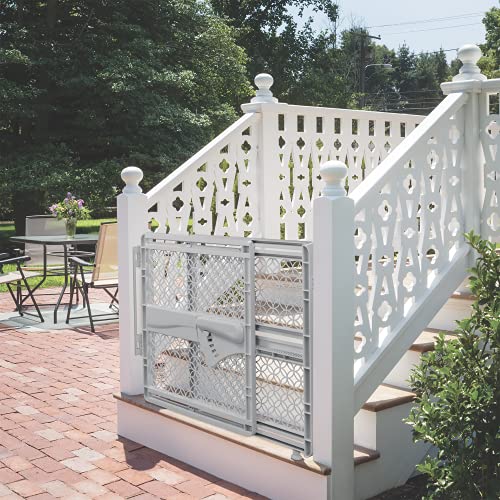 Summer Indoor & Outdoor Multi Function Walk-Thru Baby Gate, Fits Openings 27.5"-42" Wide, Gray Plastic, For Doorways And Stairways, 28” Tall Walk-Through Baby And Pet Gate #TOP2