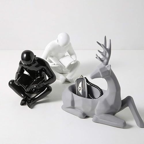 Miniatura 3 de Escultura de estatua de feng shui chino nórdico creativo simple personaje estatua abstracta escultura de cerámica estilo libro escultura estatua