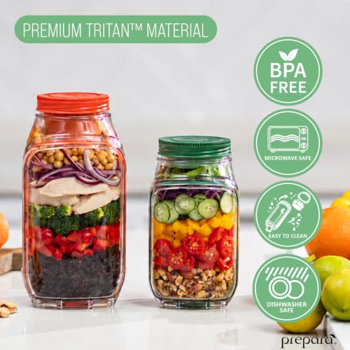 Image of Prepara Salad Pod & Harvest Pod Set | BPA-Free, Ideal for Salads & Grains, Holds 4.5 & 6 Cups, Includes 2.5 oz & 5.3 oz Dressing Capsule, Mess-Free & Leakproof