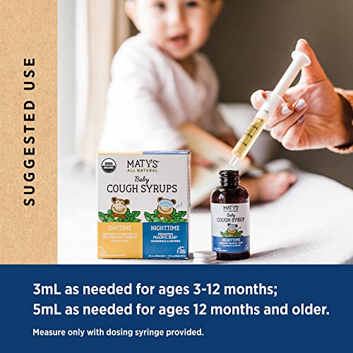 Matys Usda Organic Baby Daytime & Nighttime Cough Syrup Value Pack, Soothing Relief For Day And Night, Made With Agave Syrup For Babies 3 Months+, 2 Fl Oz Each (4 Oz Total) #TOP1
