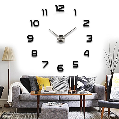 CHAOBEITE DIY 3D Wanduhren Modern Design Acryl Wanduhren Wandtattoo Dekoration fürs Wohnzimmer Kinderzimmer (Schwarz Nummer) Cover