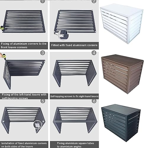 DPPAN Aluminium- Abdeckung for Klimaanlage und Wärmepumpe, Mini- Split- Klimaanlagenabdeckung for Außengeräte, Zaun for Verstecken der Klimaanlage, Geräuschreduzierung, geeignet for den Innen- und Außenb-4