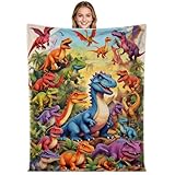 JynxtoyZeal Niedliche Flanelldecke Mit Dinosaurier-Aufdruck,Dinosaurier Decke,superweiche Flanell-Decken,Lustige Überwurfdecke für Zuhause, Schlafzimmer-100×150cm