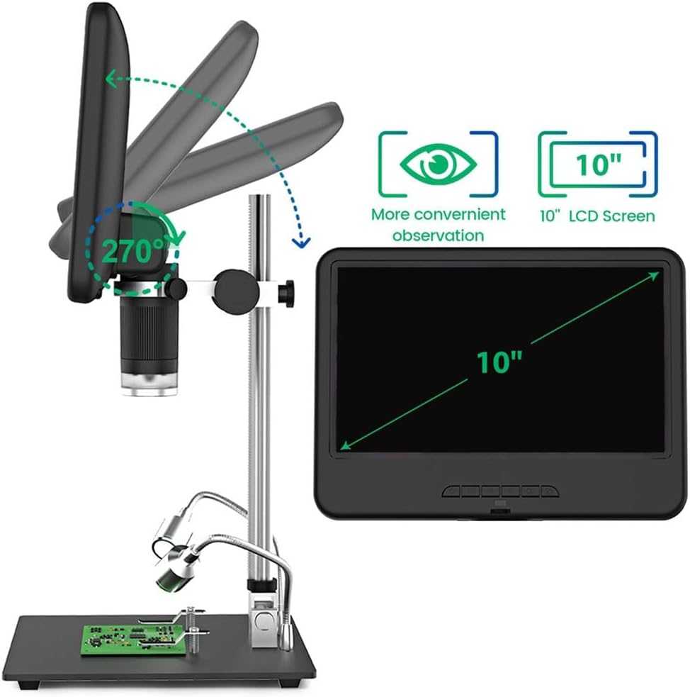 AD210 デジタル顕微鏡 10.1 インチ 調整可能 LCD 電子顕微鏡ツール PCB/SMD 1080P はんだ付け顕微鏡