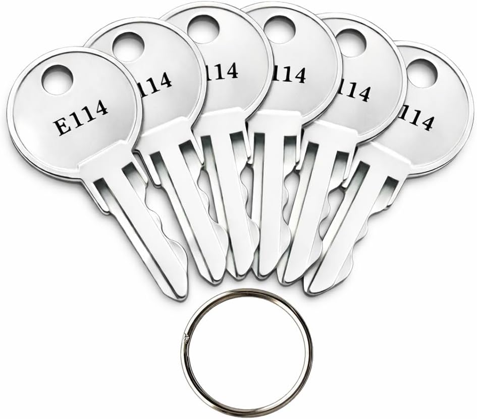 6-Pack E114 Replacement Dispenser Keys Compatible with E114 Toilet Paper, Paper Towel and Soap Dispensers with Key Ring