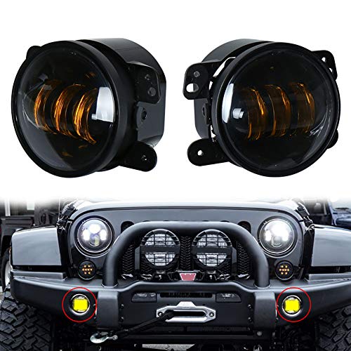 MOSTOP 4" LED Fog Light 2PCS 4 Inch Vehicle Front Fog Lamp Bulb Fog Driving Headlight Offroad Light for Wrangler Dodge Chrysler PT Cruiser 2PCS (Yellow)
