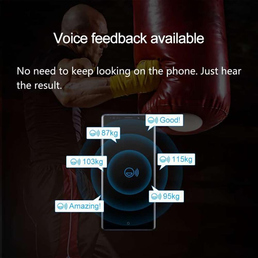 Smart Force Tracker Misuratore di Potenza per Sacco da Boxe Test di velocità Sensore di Calcio da Boxe Dinamometro Allenamento Strike Striketec White 30 * 40cm