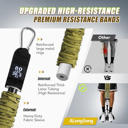 Image of ALongSong Pull Up Assistance Bands with Foot Support Pedal - Upgraded Heavy Duty Resistance Bands Adjustable Weight /Height with Bands&Measured Strap for Strength Training Home Gym