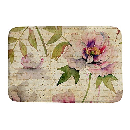 Tapis de bain antidérapant grand format lavable motif fleur