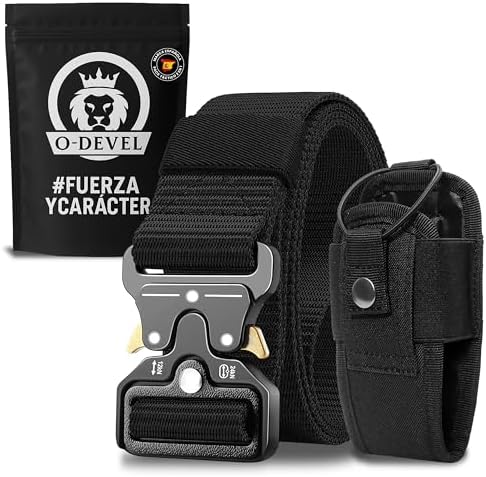 Cinturón Táctico Hombre con Funda Walkie Talkie MOLLE, Cinturón d...