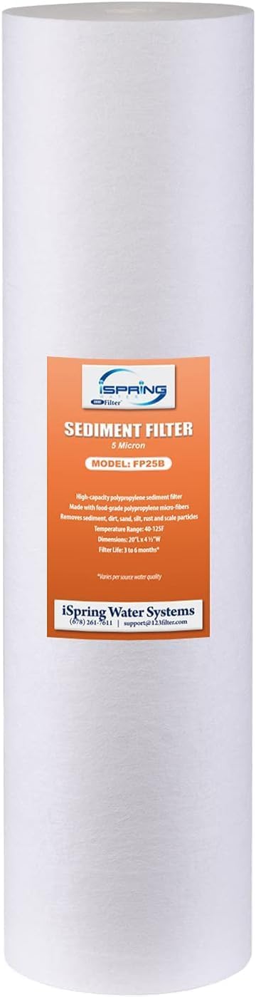 FP25B High-Capacity 20” x 4.5” Sediment Water Filter Cartridge, 5 Micron Replacement