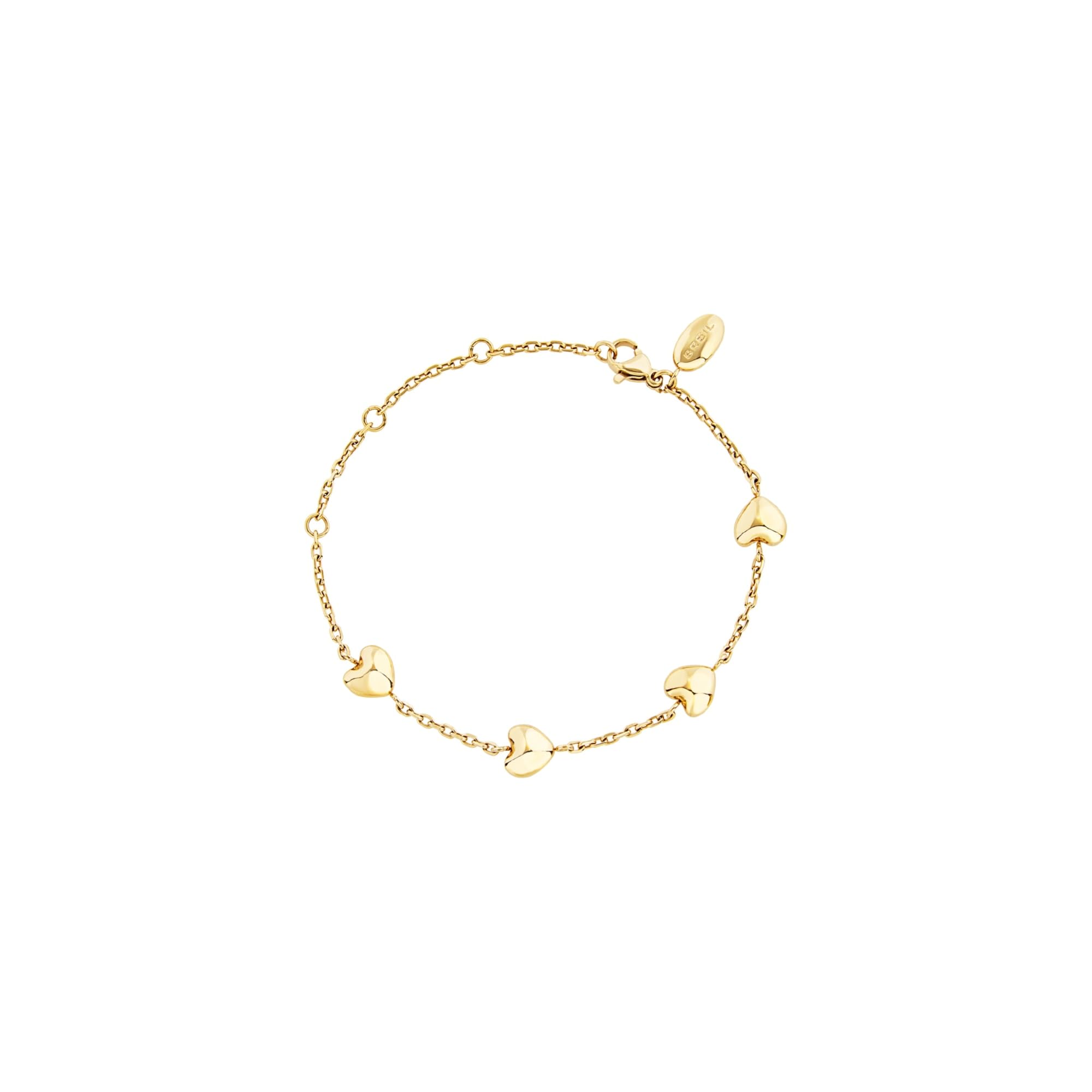 Breil, Collezione Kilos of Love, Bracciale Donna, Gioiello Donna in Acciaio IP Gold, Sottile Catena con Piccoli Cuoricini Personalizzati, Idee Regalo Donna Originali, Gold