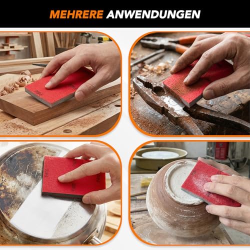 24 Stück Schleifschwämme Set, 100-3000 Körnung Trocken & Nass Schleifpapier, Schleifschwamm Holz, Professional Schleifpads für Holz Metall Farbe Möbel Autokarosseriereparatur Polieren Modellbau
