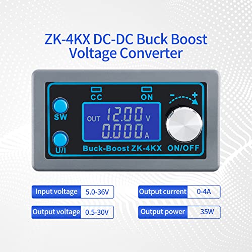 Image of ZK-4KX DC-DC Buck Boost Converter Regulator CNC Adjustable CC CV 0.5-30V Voltage Converter DIY Solar Battery Charging Power Supply Module LCD Display with Shell
