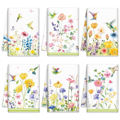 Oudain 6-Piece Summer Floral Kitchen Towel Set