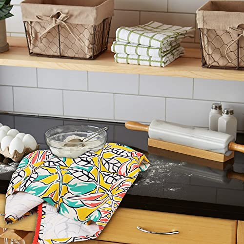 Taran Living Dish Towels For Kitchen - 18X28 Inch, Printed Floral Yellow Tea Towels For Bar, Restaurant And Dishcloths - Pack Of 4 #TOP4