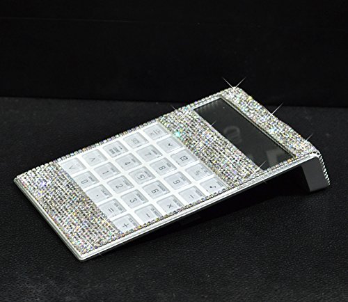 Bestbling Bling Bling Crystal Decorative Office Calculator With Calendar Time Alarm Clock For Fashionable Desk Accessory, Office Or Home Gift (Silver) #TOP3