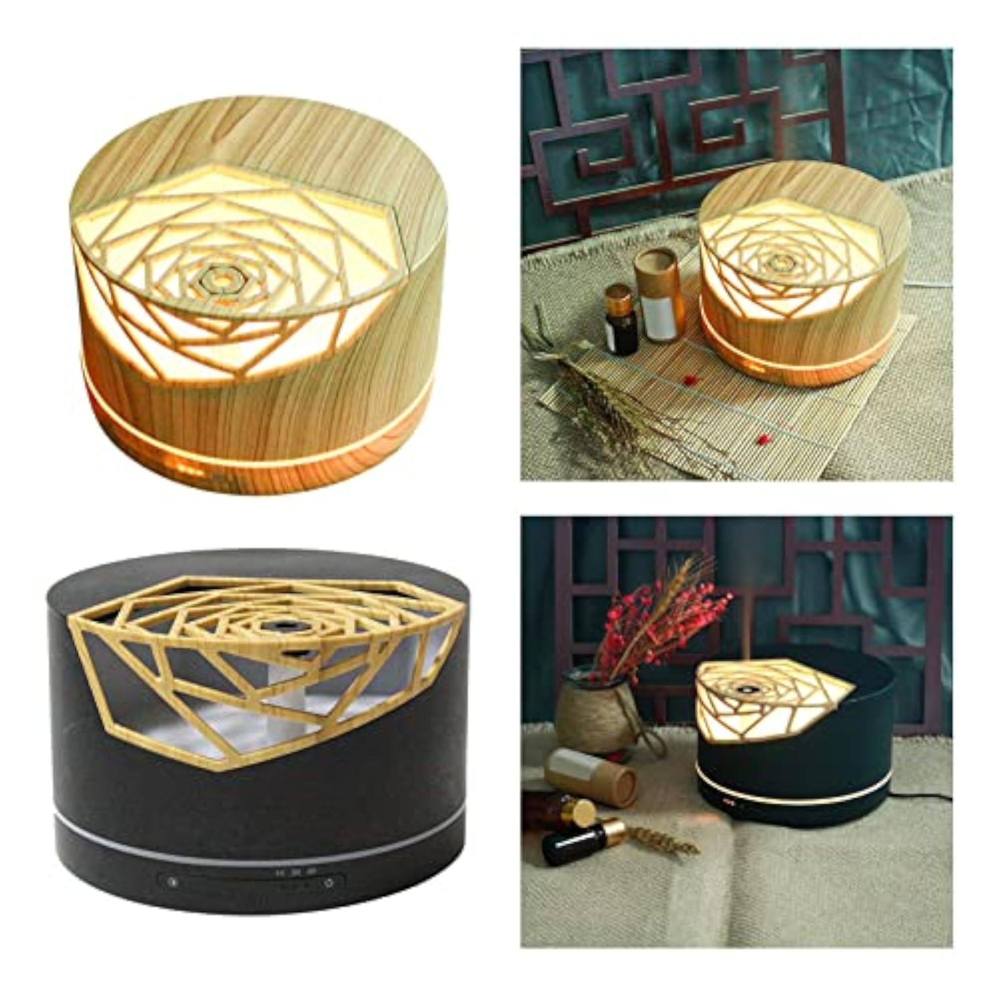 Light Wood Grain Aromatherapy Diffuser, 400ml USB Essential Oil Diffuser