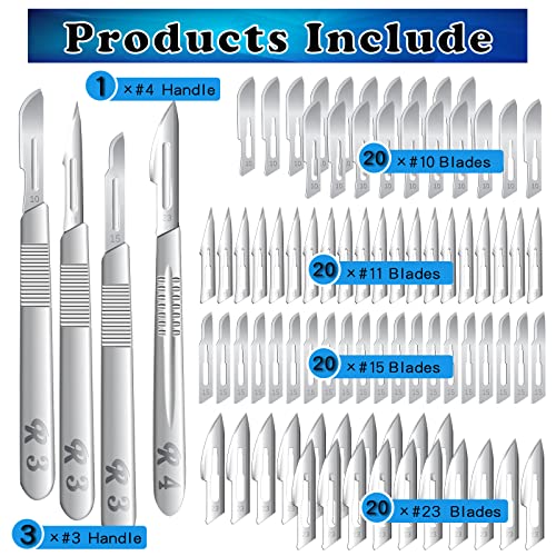 Zkkzoma 80 Pcs Scalpel Blades #10#11#15#23 Scalpels Surgical Blades With 4Pcs Handle & Storage Box,Individually Wrapped High Carbon Steel Blades For Sculpting thumb #3