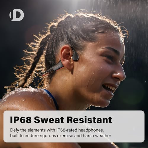 Image of Bone Conduction Headphones, Open Ear Headphones Wireless Earphones, 32GB MP3, 8 Hours Playtime, Bluetooth 5.3, IP68 Waterproof Earphones for Running and Fitness Workout - Red