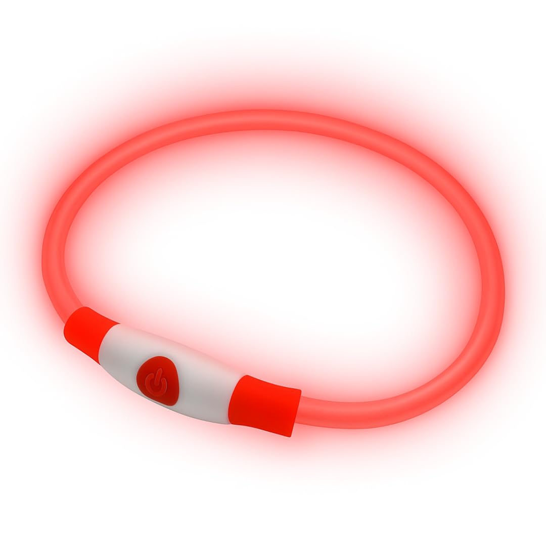 LED Dog Collar USB Rechargeable Flashing Light Safety Collar for Dogs, Cats & Puppies - Fashionable Glow in the Dark Design to keep your Pets Safe