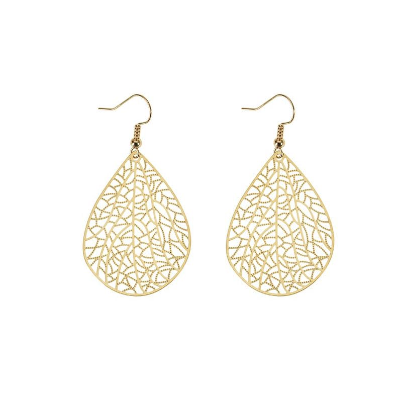 Vintage Filigree Fashion Nickle Free Women Earrings Dangle Plated Silver Teardrop Earrings for Women Charm Gifts
