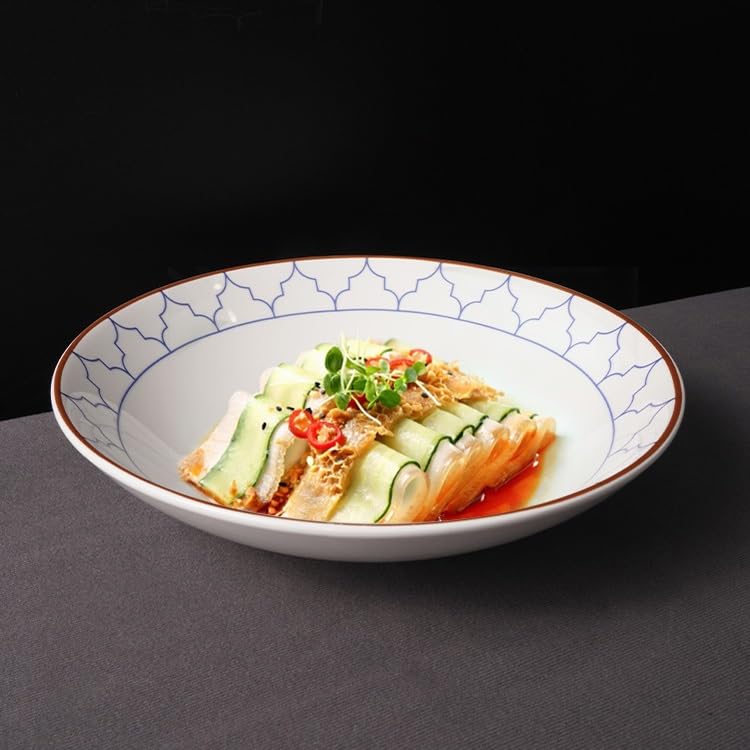 Piatti Cena Ristorante dell'hotel Stoviglie in ceramica Ciotola profonda rotonda Piatto freddo Piatto caldo Ciotola grande Piatto speciale Piatto da esposizione Forniture Per Feste(9.5inch)