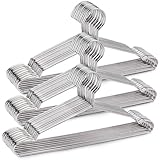 ICHIDO 30 PCS Ganchos para Ropa de Acero Inoxidable, 42 CM Perchas Ropa de Metal Sólido con Ranuras Antideslizantes,...