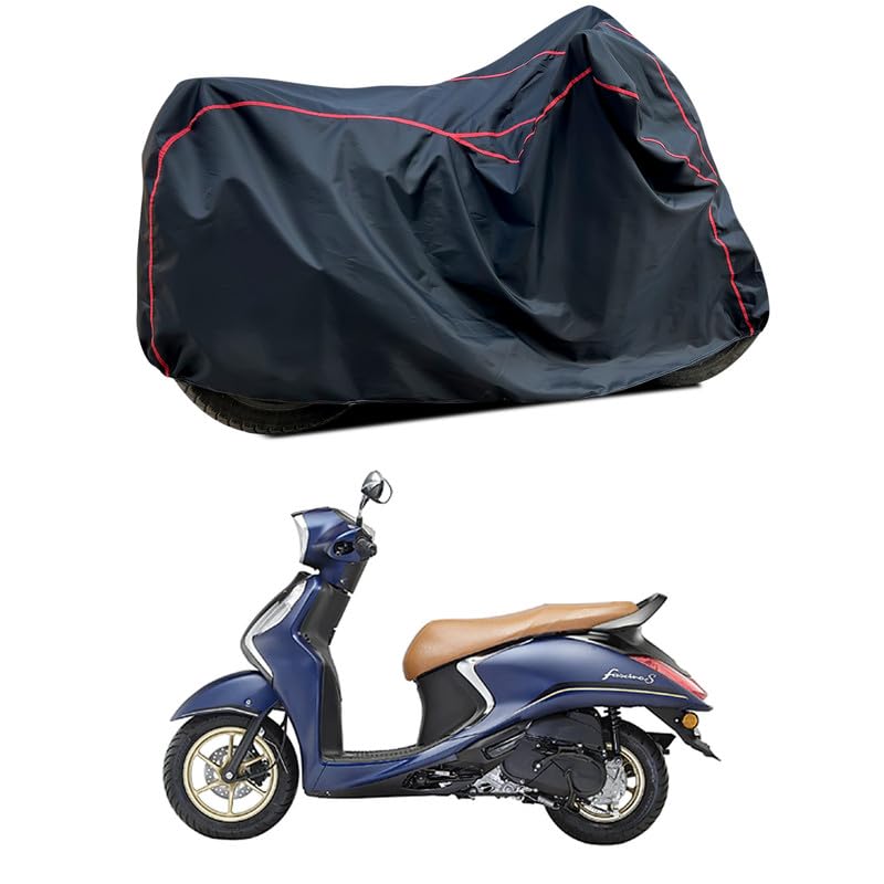 Image of Waterproof Scooter Cover Compatible with Yamaha Fascino Fabric UV Protection (Black)