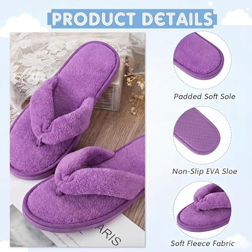 Image of Unittype 10 Pairs Spa Slippers Flip Flops Thong Sandal Slippers Soft Coral Fleece for House Guest Hotel