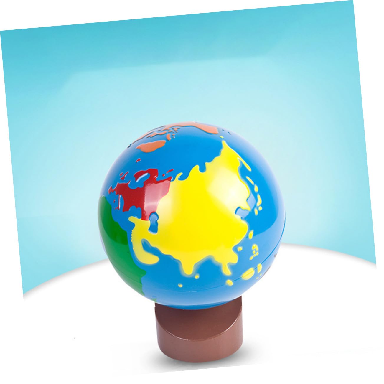 Globo Terráqueo Infantil de Madera Pintura al Agua para Estimular la Cognición en Niños, Adorno y Recurso Didáctico para Decoración y Aprendizaje Temprano