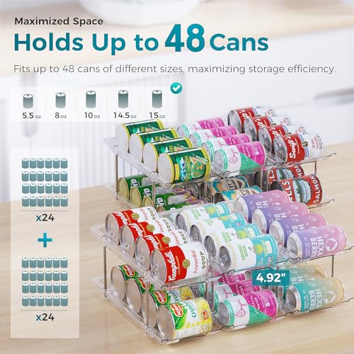 oylik Can Organizer for Pantry, 4 Tiers Can Storage Rack, up to 48 Cans Food Holders for Fridge, Cabinet and Pantry Organization — view 6