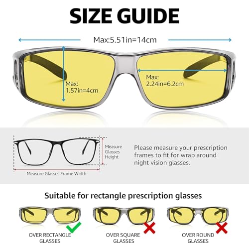 Image of 1Pc Fit Over OTG Yellow HD Vision UV Protection Day and Night Driving Bikes Car Anti-Glare Polarized Goggles Glasses Sunglasses Chashma Specs for Men Women Unisex