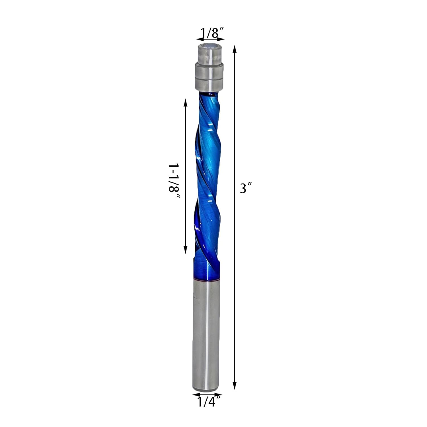 Downcut Spiral Flush Trim Router Bit Solid Carbide 1/4 Inch Shank Cutting Diameter 1/4 Inch with NACO Coated CNC Spiral Router Bit for Woodworking Trimming DFB431