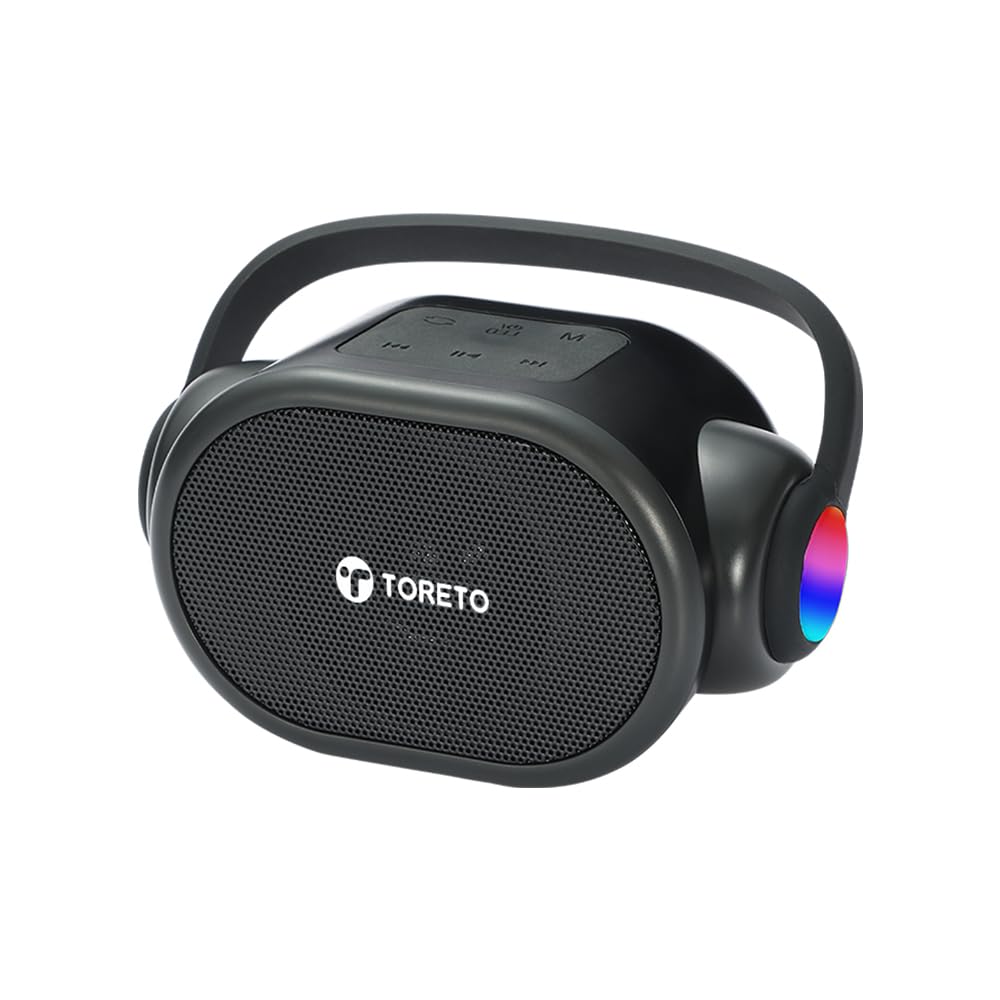 Toreto Neo Mini Portable Bluetooth Speaker 6W | RGB Lights | 5H Playtime | TWS, USB & TF Card Support | Type-C Charging | Built-in Handle | BIS Certified (Black)-picture-30