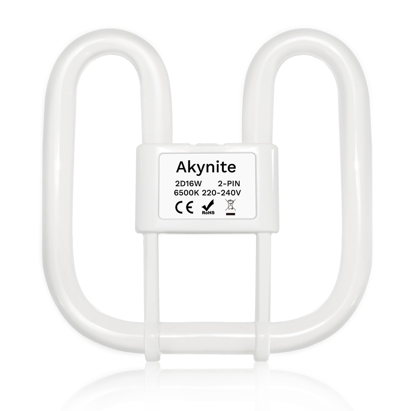 16W 2D Square 2-Pin GR8 Cap Daylight White 6500k Compact Fluorescent Lamp, AC 230V, CFL 2 Pin Light Bulb, not dimmable, GR8 DD Flat Butterfly Bulb for Flush Ceiling Light, 1PC