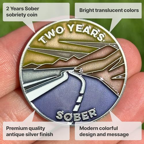 the achieve mint 2 years sober token  two year sobriety chip  non-aa non-religious medal for women and men celebrating sobriety