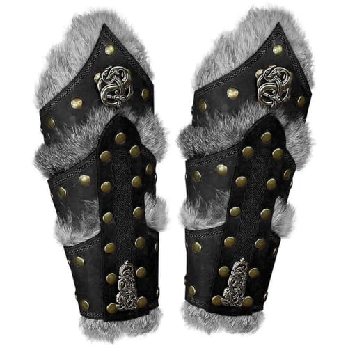 Chauffe-bras viking en cuir et brasselets médiévaux de caractère - 2