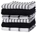 Mixed Flat & Terry Kitchen Towels | Two Sets of 3 18 x 28 Inches | 4 Flat Weave Towels for Cooking and Drying Dishes and 2 Terry Towels, for House Cleaning and Tackling Messes and Spills (Black)
