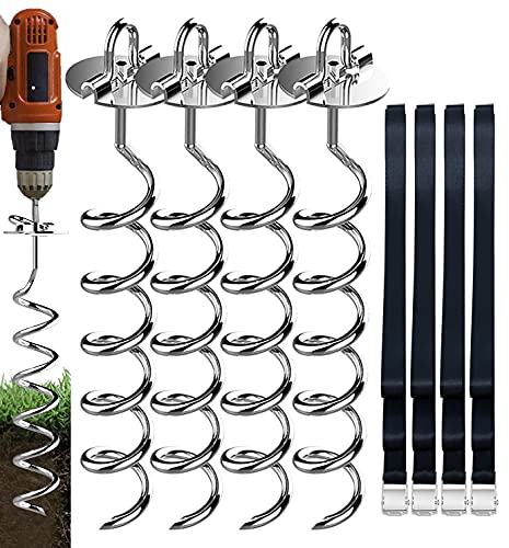 Eurmax 4-pc pack spiral stakes heavy duty anchor kit fo…