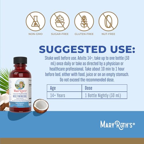 Image of MaryRuth's Liquid Nighttime Multimineral Travel Pack | NO Melatonin | Bedtime Routine | Magnesium Citrate | Calcium | Zinc | Vitamin D3 | Vegan | Sugar Free | Gluten Free | 1 Oz | 8 Servings