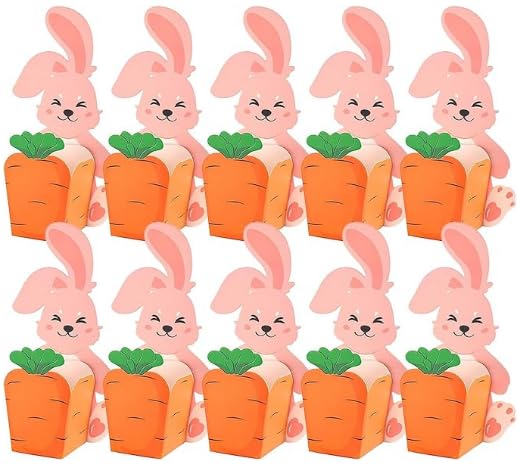 Cajas de regalo de Pascua – 30 unidades pequeñas cajas con diseño de conejo de Pascua y zanahoria, bolsas de regalo coloridas para Pascua para rellenar, embalaje para pequeños regalos, dulces, mini